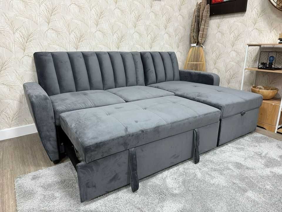 Sofa cama cinza chaiselongue novo! envio gratis