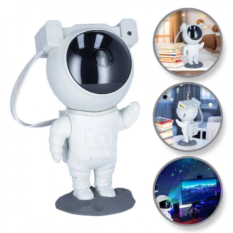 Projektor Gwiazd Nieba LED Astronauta Lampka Nocna na pilot, 21,5 cm