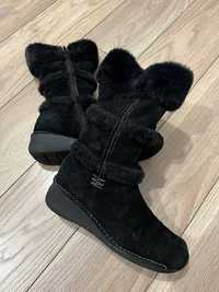 Czarne #skórzane #kozaki buty z futerkiem rozmiar 38 skóra nubuk