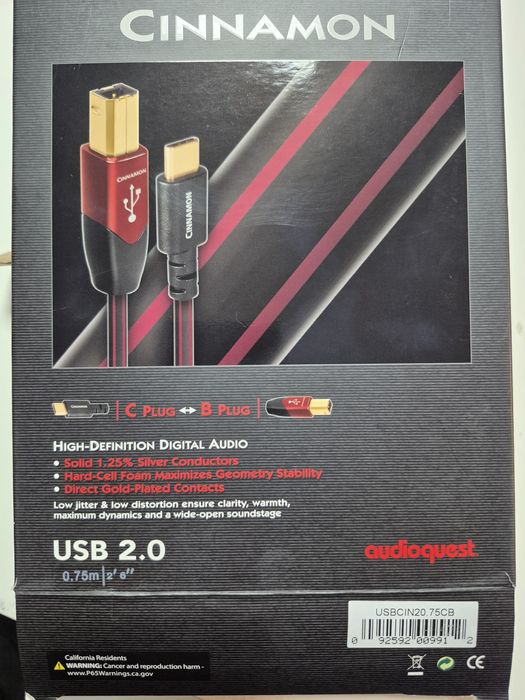 Kabel Audioquest Cinnamon USB-C USB-B 0.75m