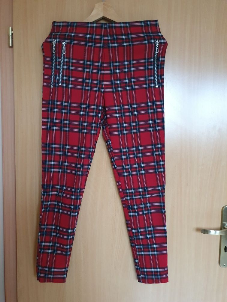 Spodnie damskie legginsy w kratę Zara M