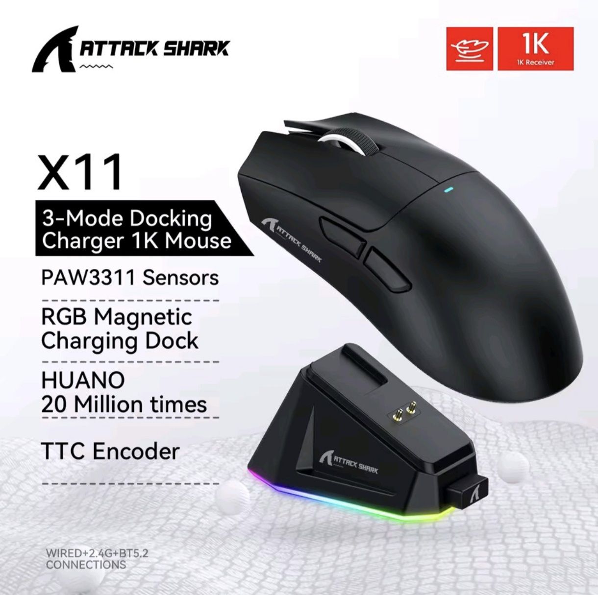 Attack Shark x6 x11 x2 pro x5 x3 миша ігрова RGB підсвітка безшумна