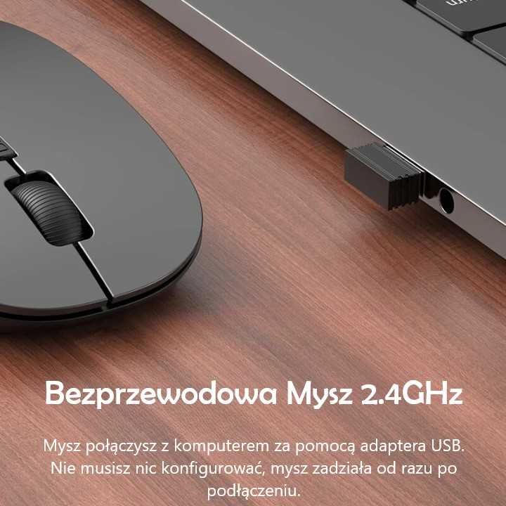 Nowa Smukła Bezprzewodowa Mysz Niye 2.4GHz USB
