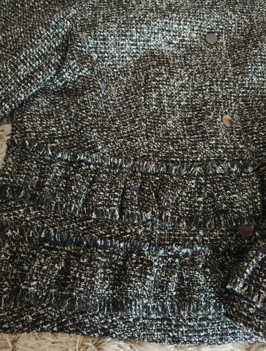 Tweedowa marynarka z metalizowaną nitką