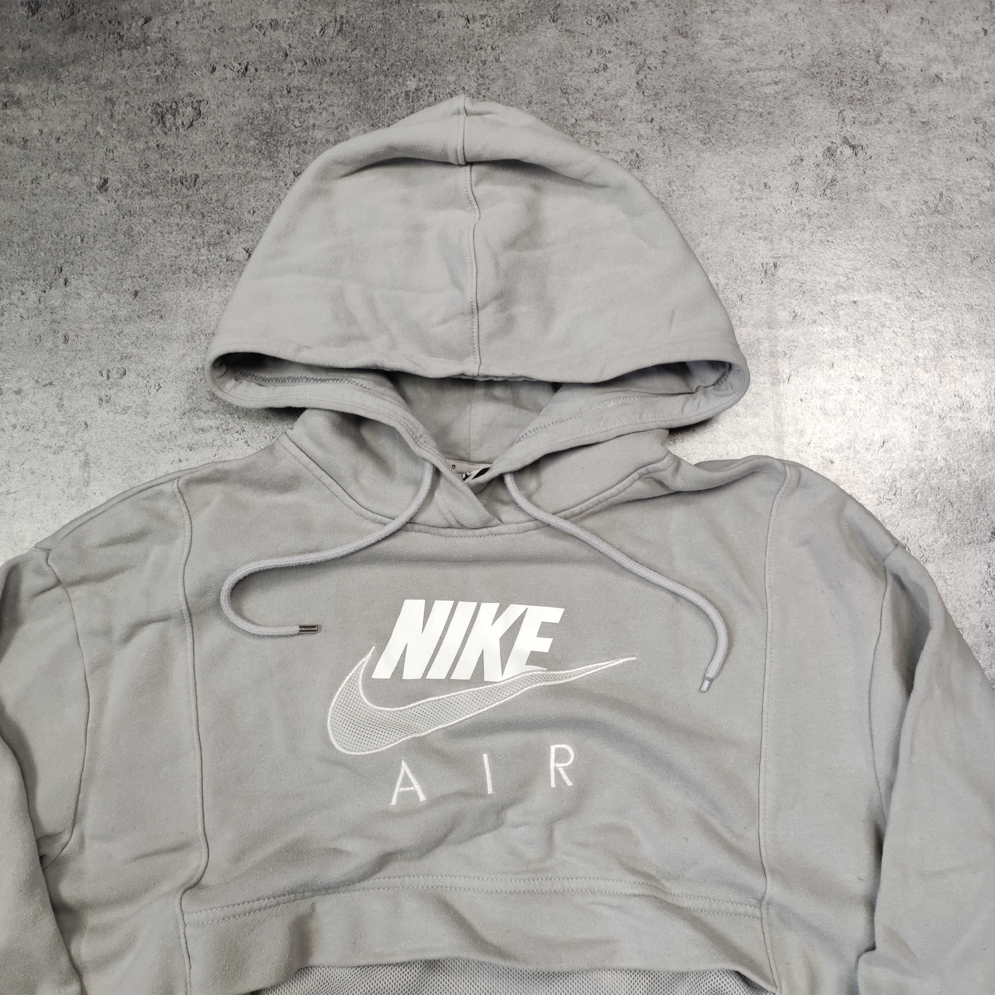 MĘSKA Bluza z Kapturem Hoodie szara Nike Duże Logo AIR Kangurka Haft