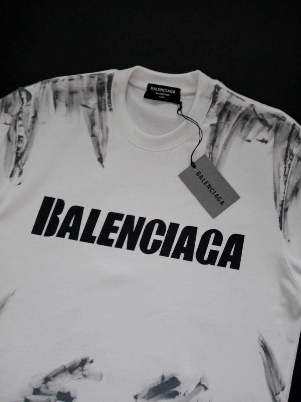 BALENCIAGA ART BRUSH męski t shirt XL gruba bawełna