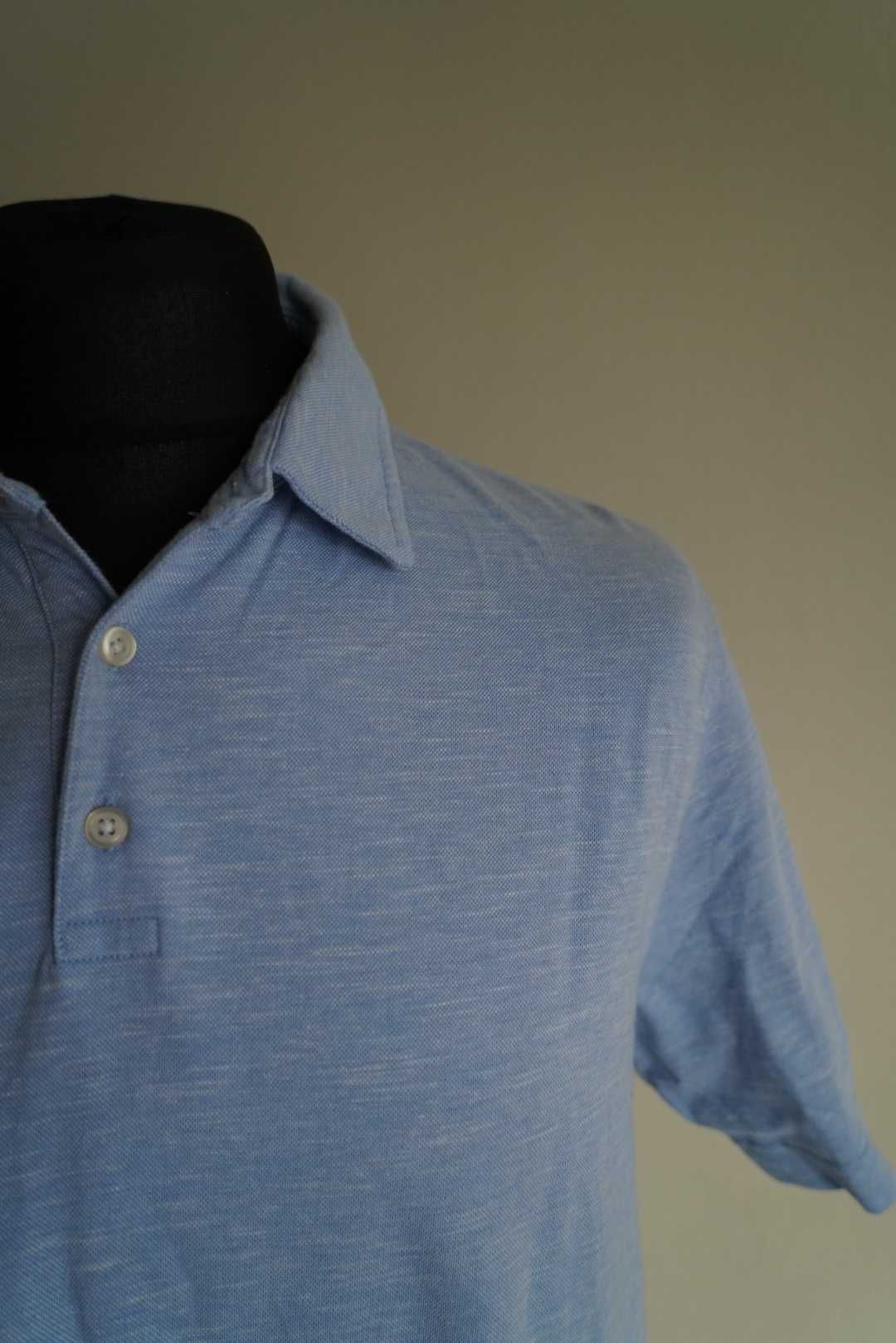 Charles Tyrwhitt błękitna koszula polo polówka t-shirt bawełniany L