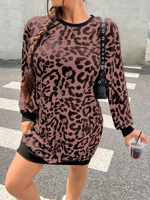 Sukienka Bluza 2W1 Panterka Luźna Casual Shein Xxl 44