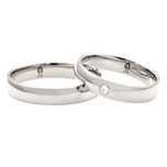 Złote obrączki 3 mm białe złoto próby 585 14K z diamentem palladowe