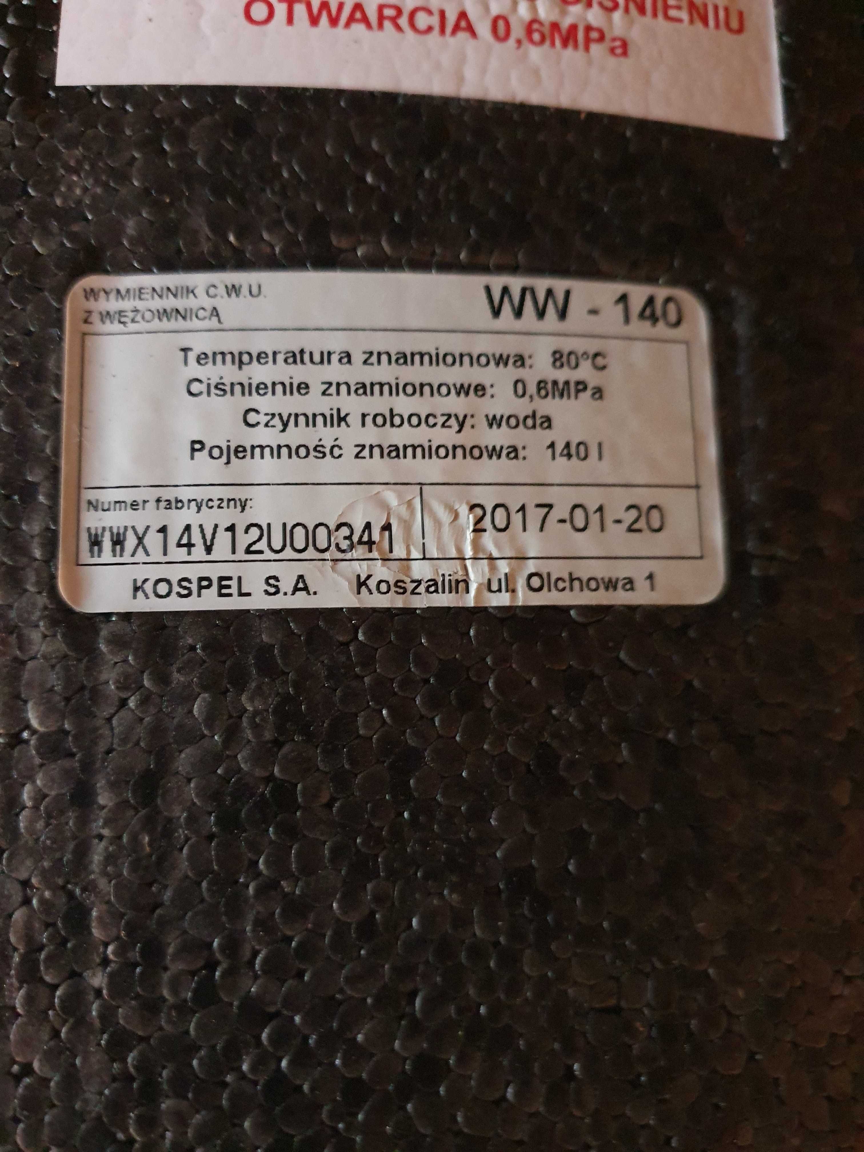 Boiler 140 l KOSPEL WW-140 Wymiennik C.W.U z Wężownicą Ocieplony