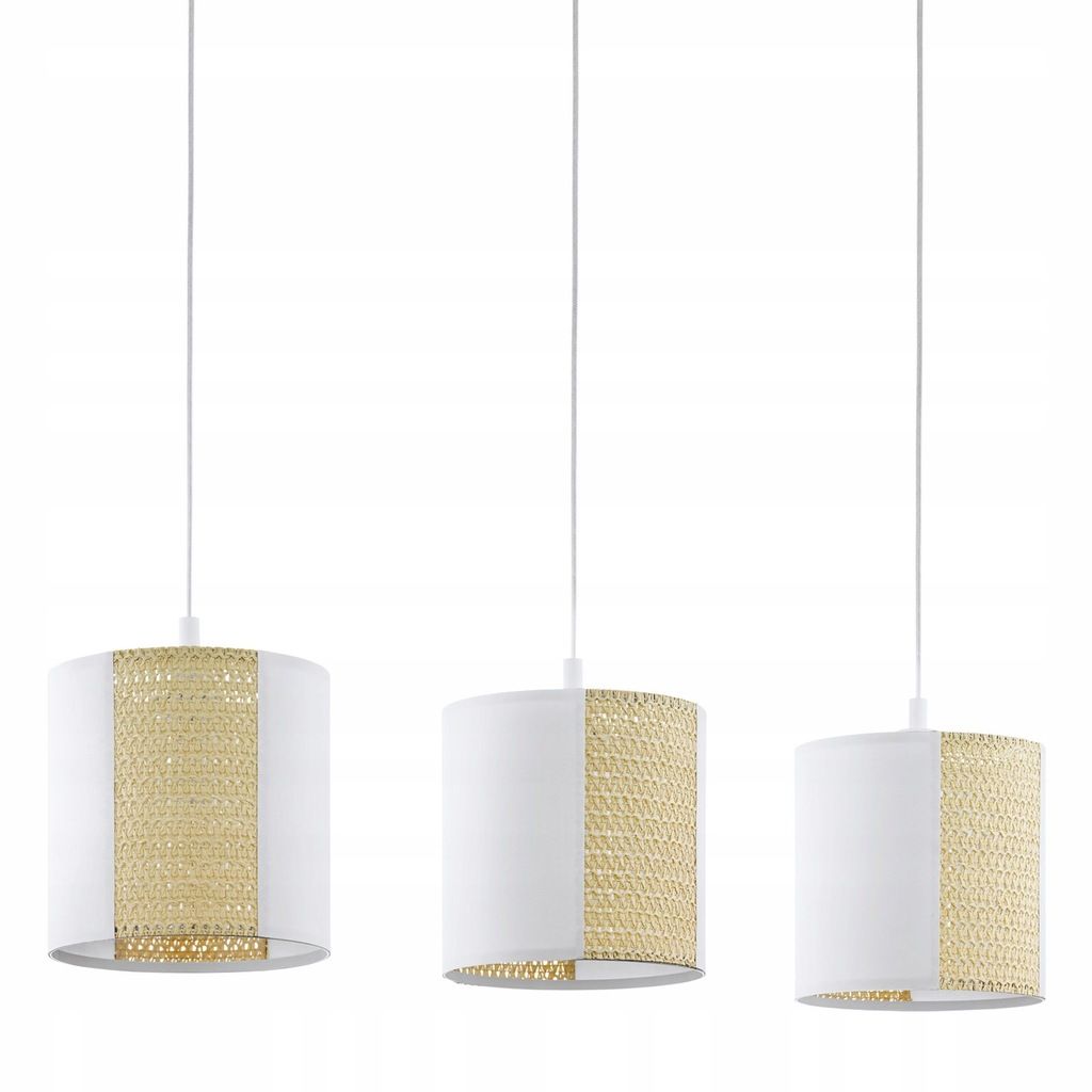 Lampa Wisząca Boho Biała 3 Klosze Abażury Eglo Arnhem 3 Punkty