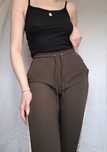 Zielone khaki spodnie dresowe z lampasami wysoki stan XS 34