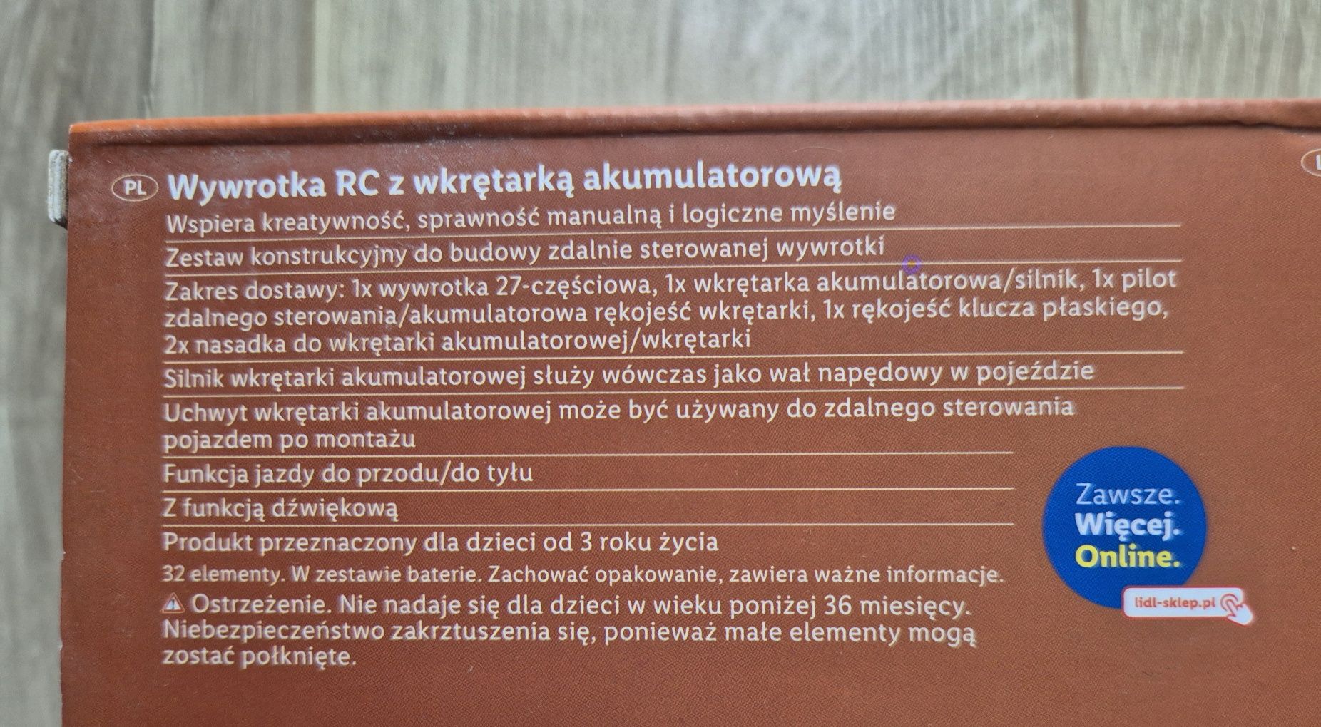 Wywrotka RC z wkrętarką akumulatorową, 32 szt, wiek 3+