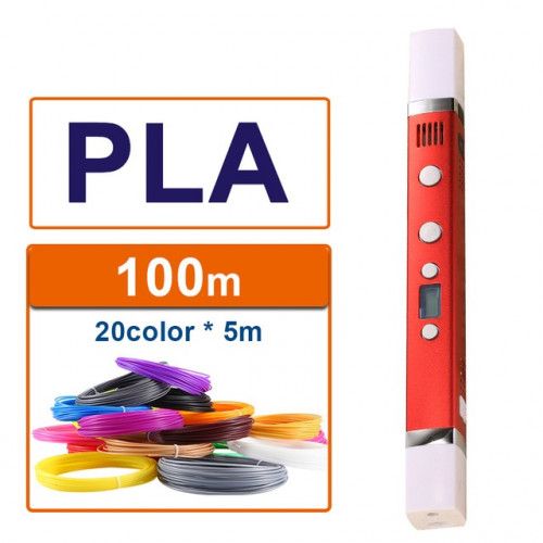 3D-ручка MYRIWELL RP-100C Red (ABC, PLA, PCL) + 100m (20 цветов) PLA