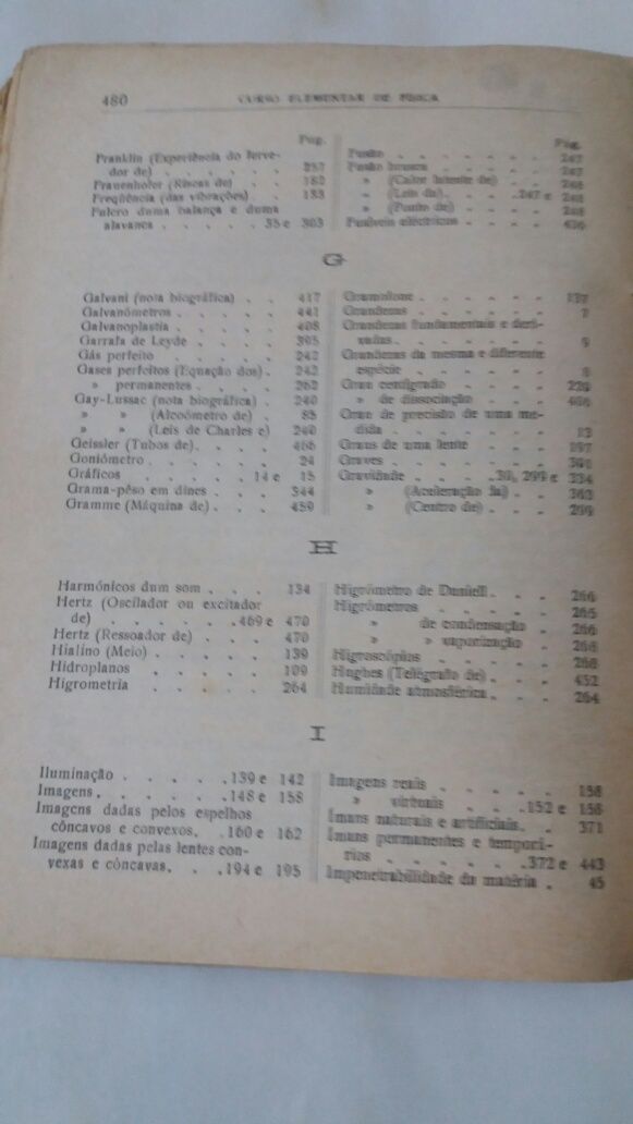 Livro "Curso Elementar de Fisica" de 1943.F. De Smith e N Prudente