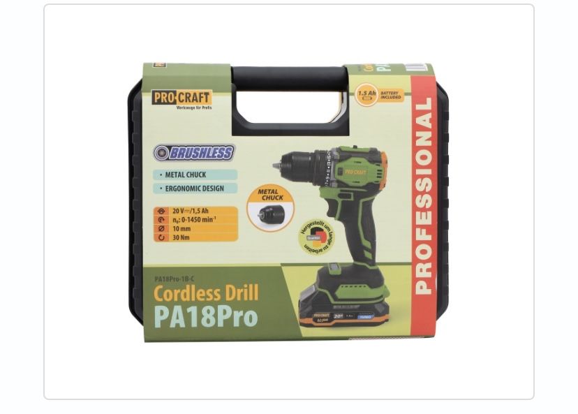Шуруповерт Procraft PA18Pro (з 1 АКБ 1.5Аг)