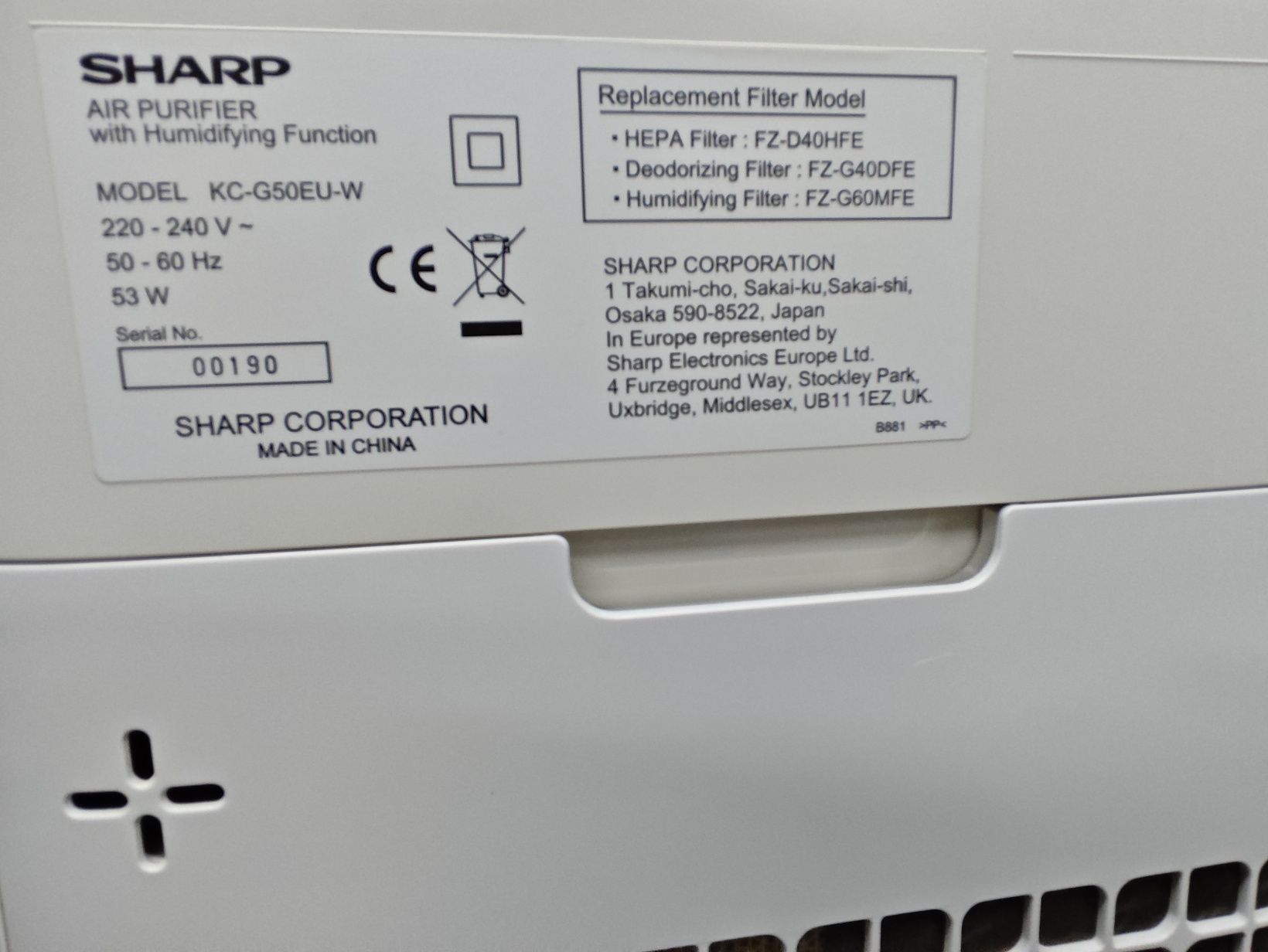 Oczyszczacz Sharp KC-G50EU-W