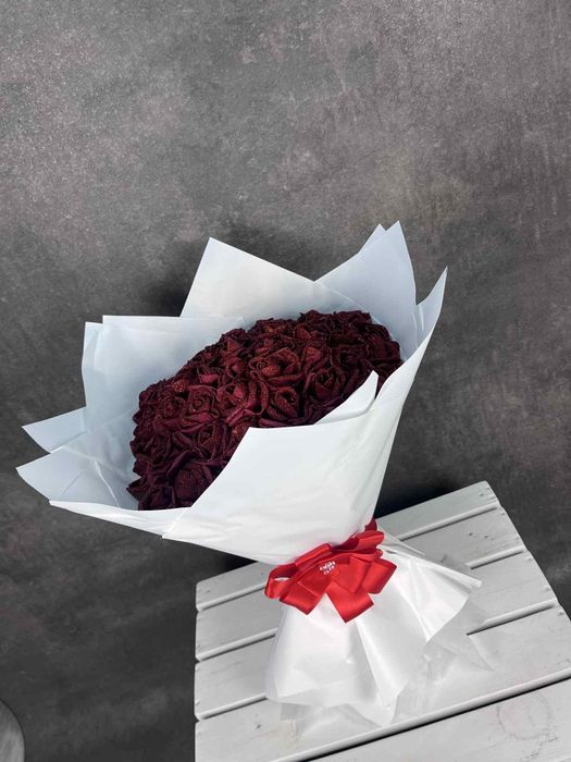 Róże robione własnoręcznie brokatowe