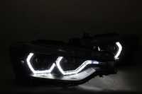 Lampy przednie przód BMW F30 11-15 H7 LED BAR RINGI 3D DRL Black NOWE