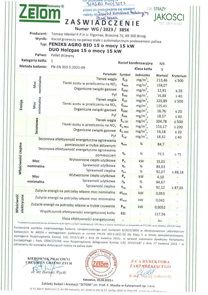 kocioł, piece 5 klasa AGRO BIO 15kW pellet, drewno