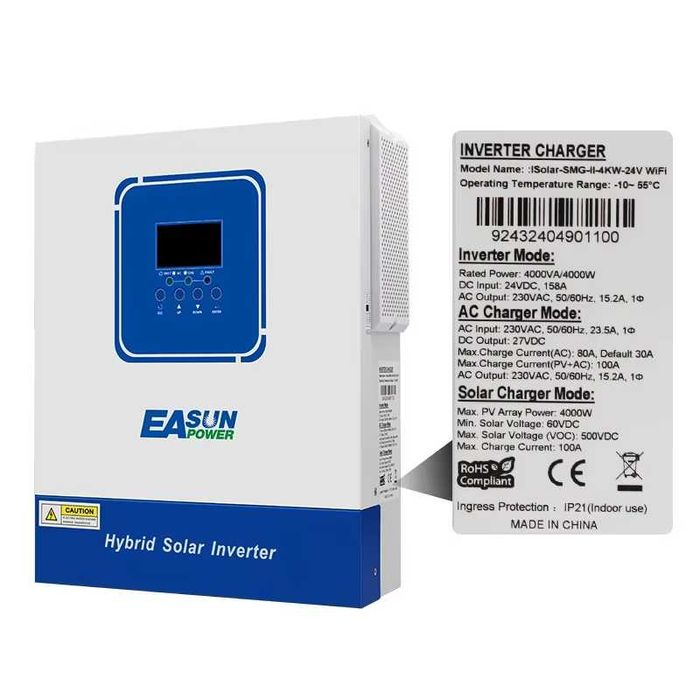 Продам гибридный инвертор Easun 4KW 24V WIFI, а также другие инвертора