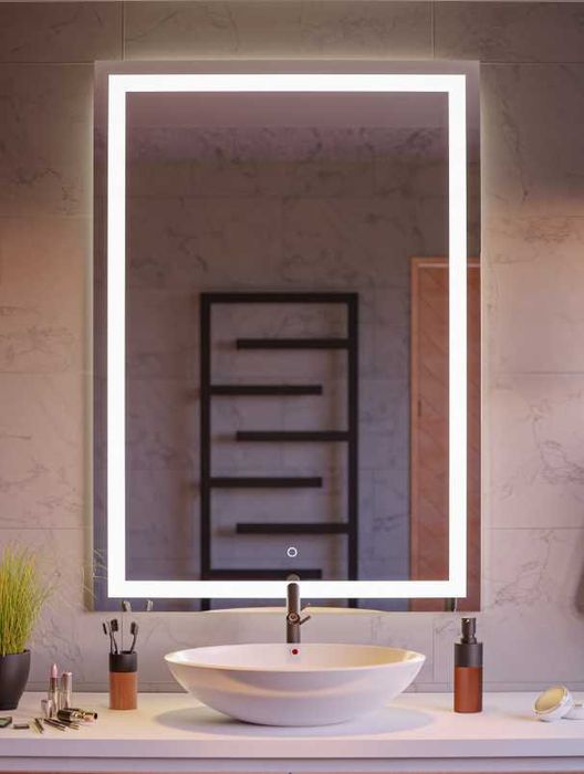 Nowoczesne Lustro Podświetlane Dekoracyjne Led Loft 50x70cm - OKAZJA