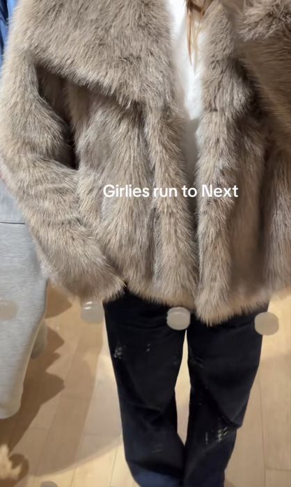 Next futerko futrzana kurtka  nowa s futro taupe bezowe brazowe