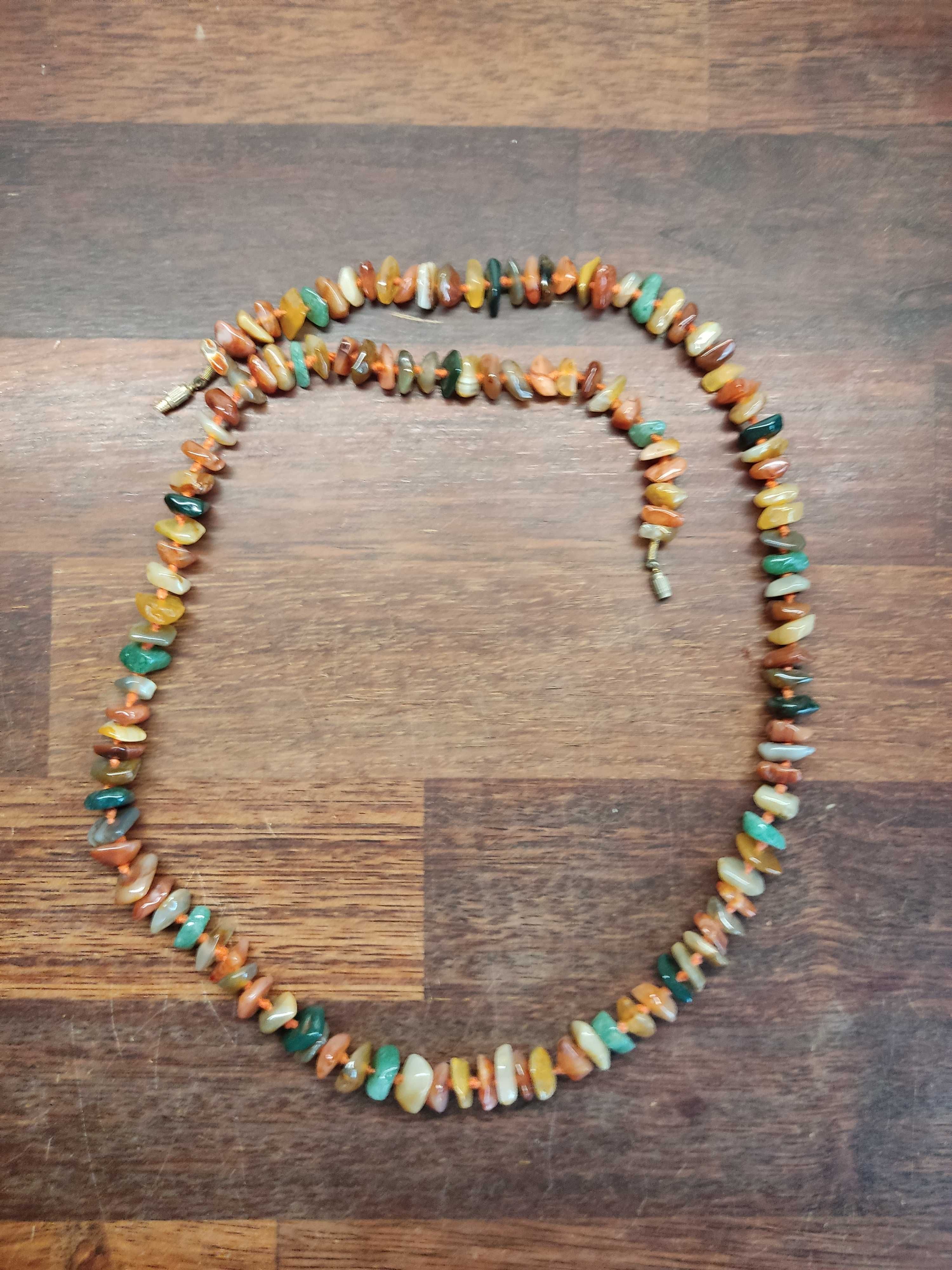 Naszyjnik z kolorowych kamieni naturalnych vintage handmade