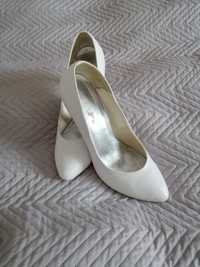 Buty szpilki skórzane białe ślub wesele inna impreza