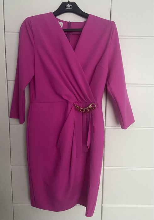 Sukienka kopertowa imprezowa/koktajlowa fuksja Bella Dame 38/M