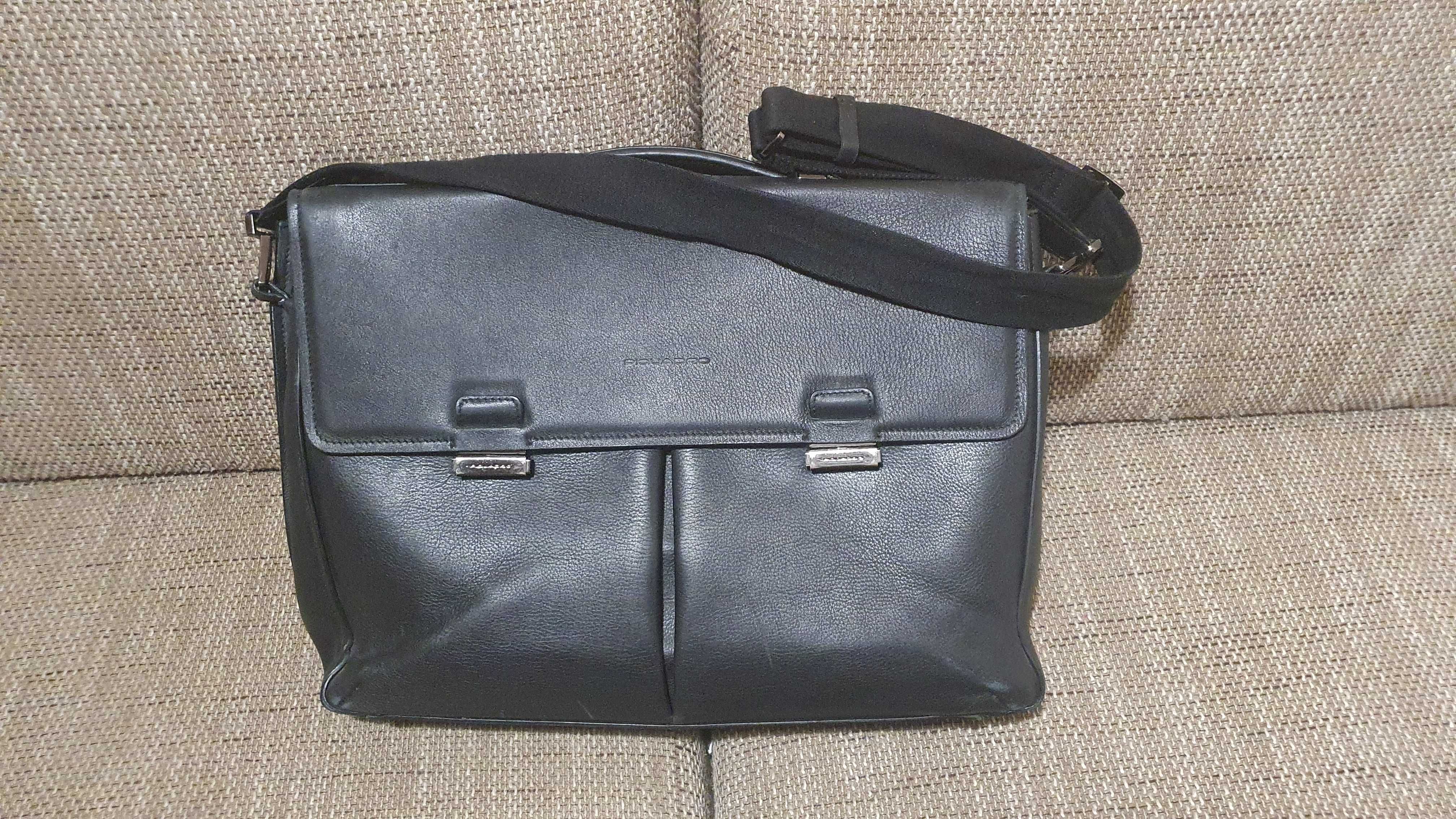 Piquadro David Sporttasche, 32 cm torba skórzana czarna skóra vintage