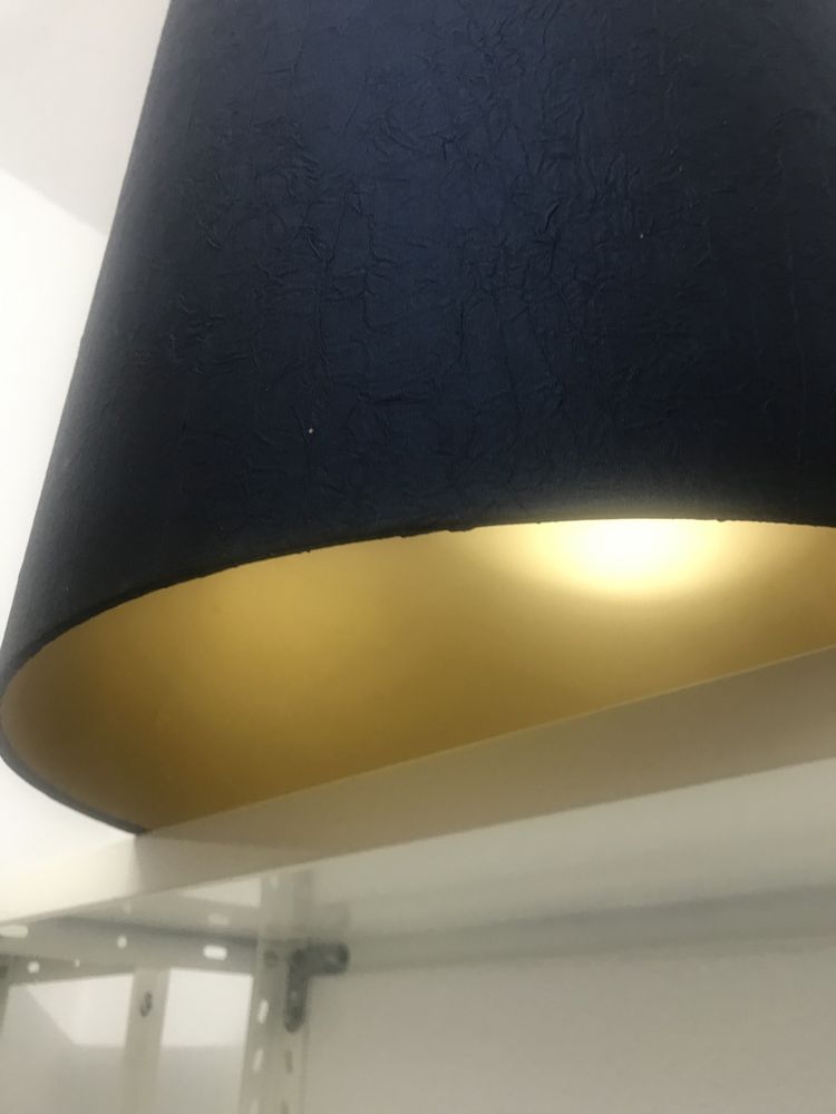 Candeeiros abajur seda natural azul forrados a dourado de mesa ou teto
