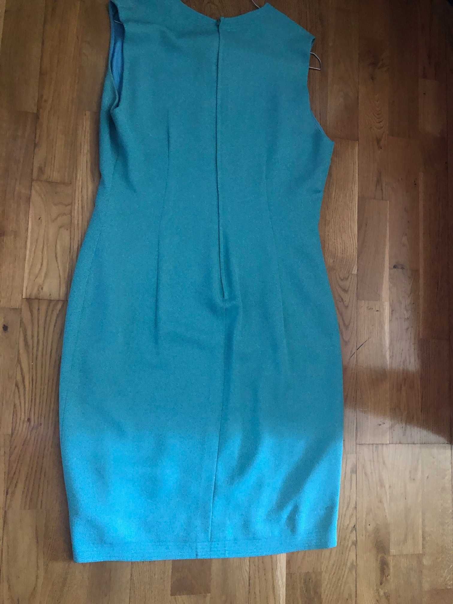 Elegante vestido festa com bolero, azul turquesa