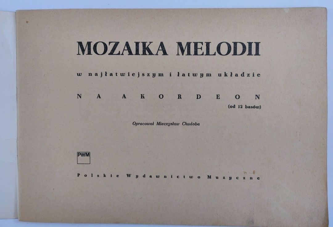 Mozaika melodii na akordeon w najłatwiejszym i łatwym układzie