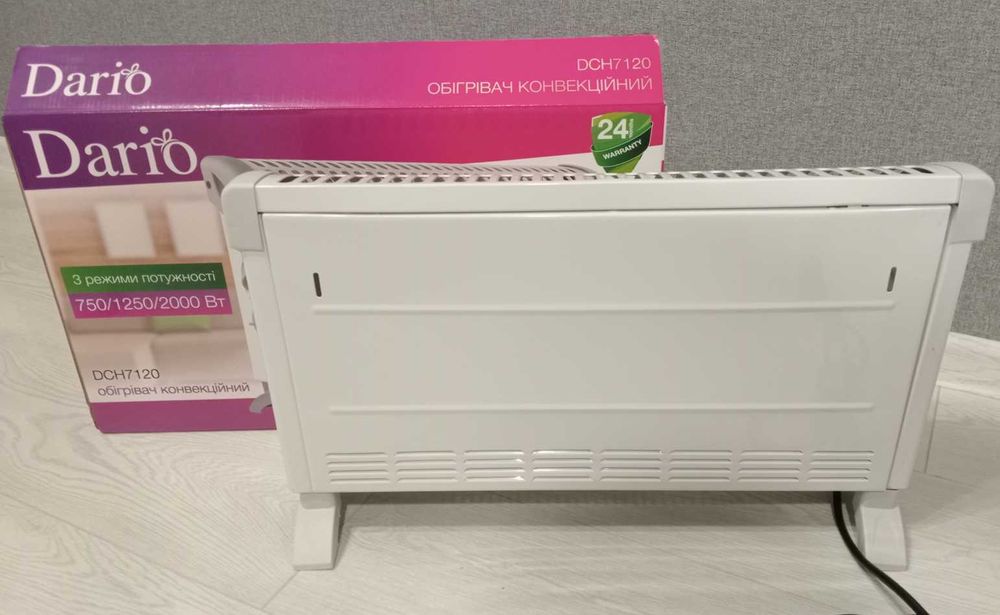 Dario обігрівач електричний ковектор 750/1250/2000 вт. до 20 кв. м.