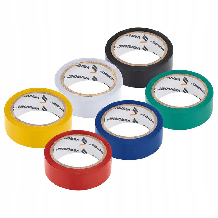 Taśma izolacyjna kolorowa wodoodporna elastyczna PVC 6m x 17mm 6 szt.