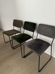 3x krzesła zielony szary brązowy