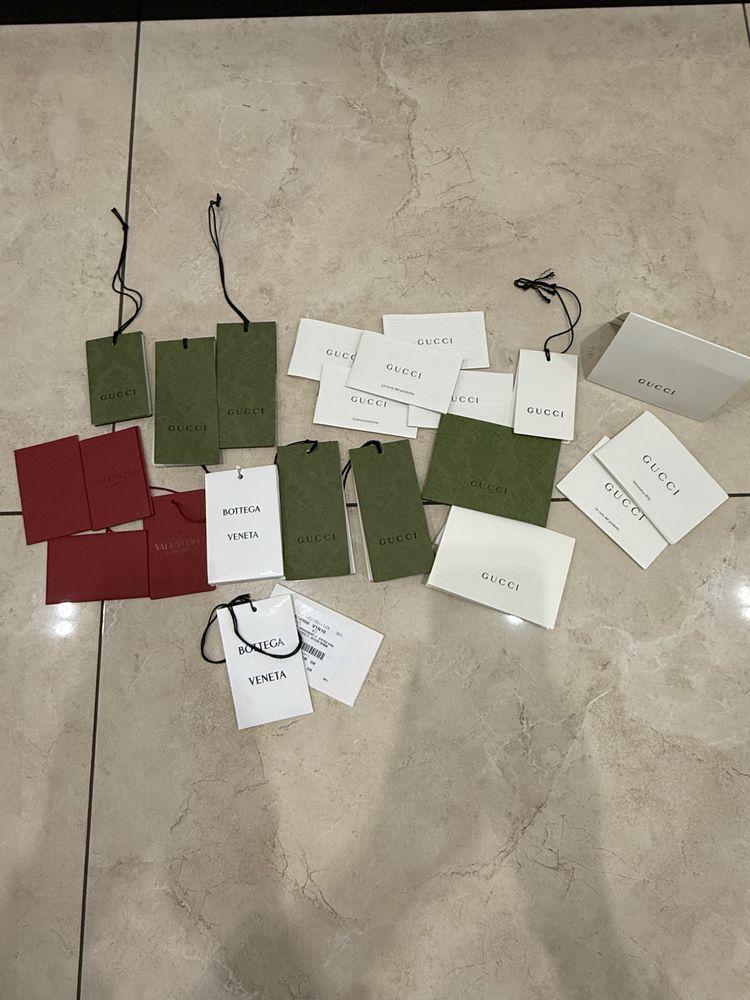 Бирки , вкладыши, этикетки Gucci,  Valentino, Bottega оригинал 100%