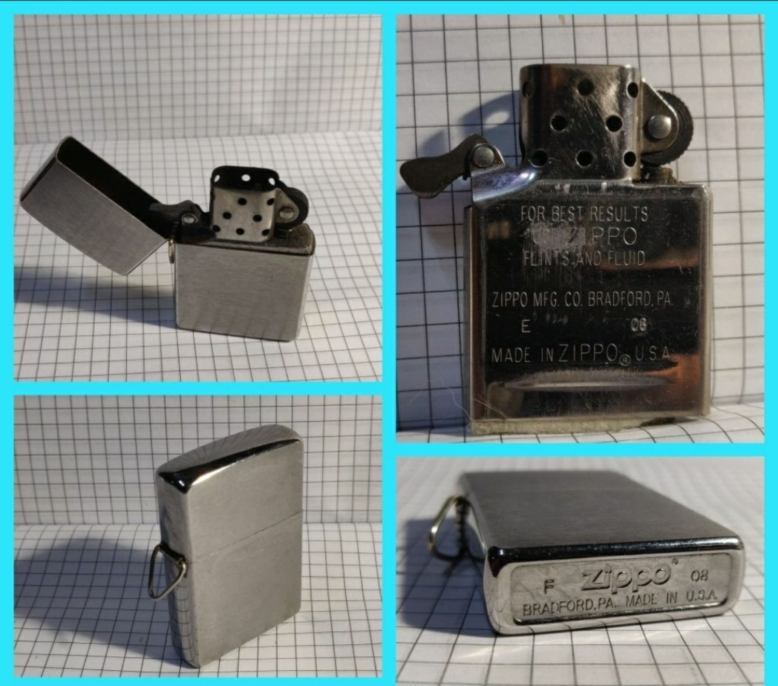 Фирменная латунная хромированная зажигалка zippo