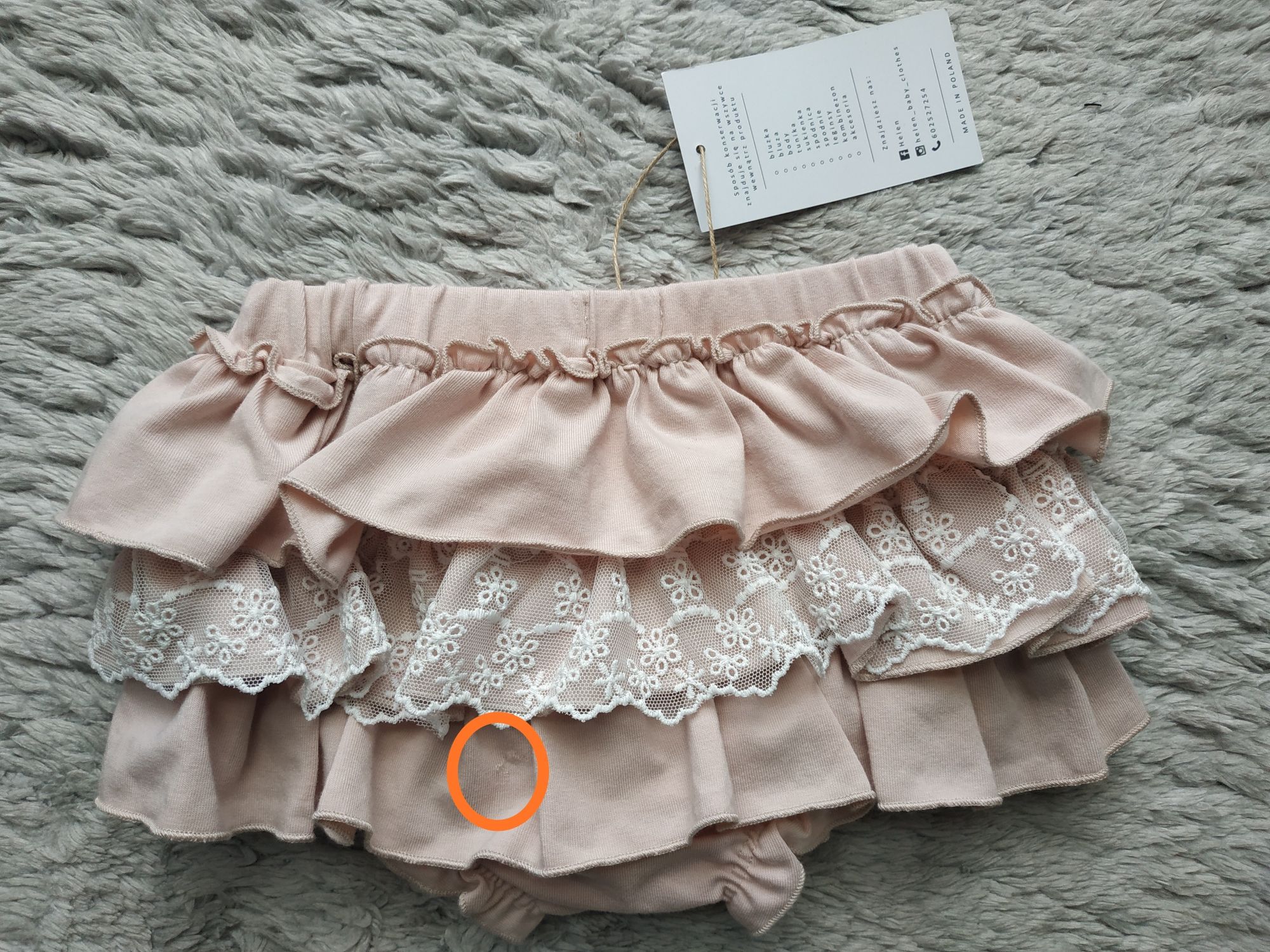 Nowy bloomers/falbanki/koronka/różowy/Helen/r.98