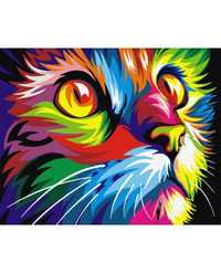 Malowanie po numerach 40x50 Tęczowy kot