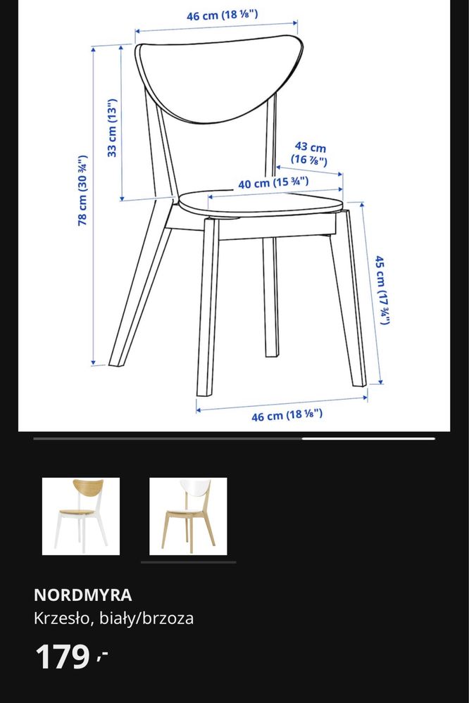 nordmyra stół + 4 krzesła IKEA