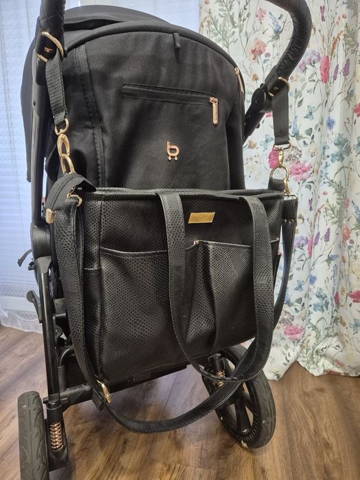 Czarna torebka ekoskóra torba do wózka