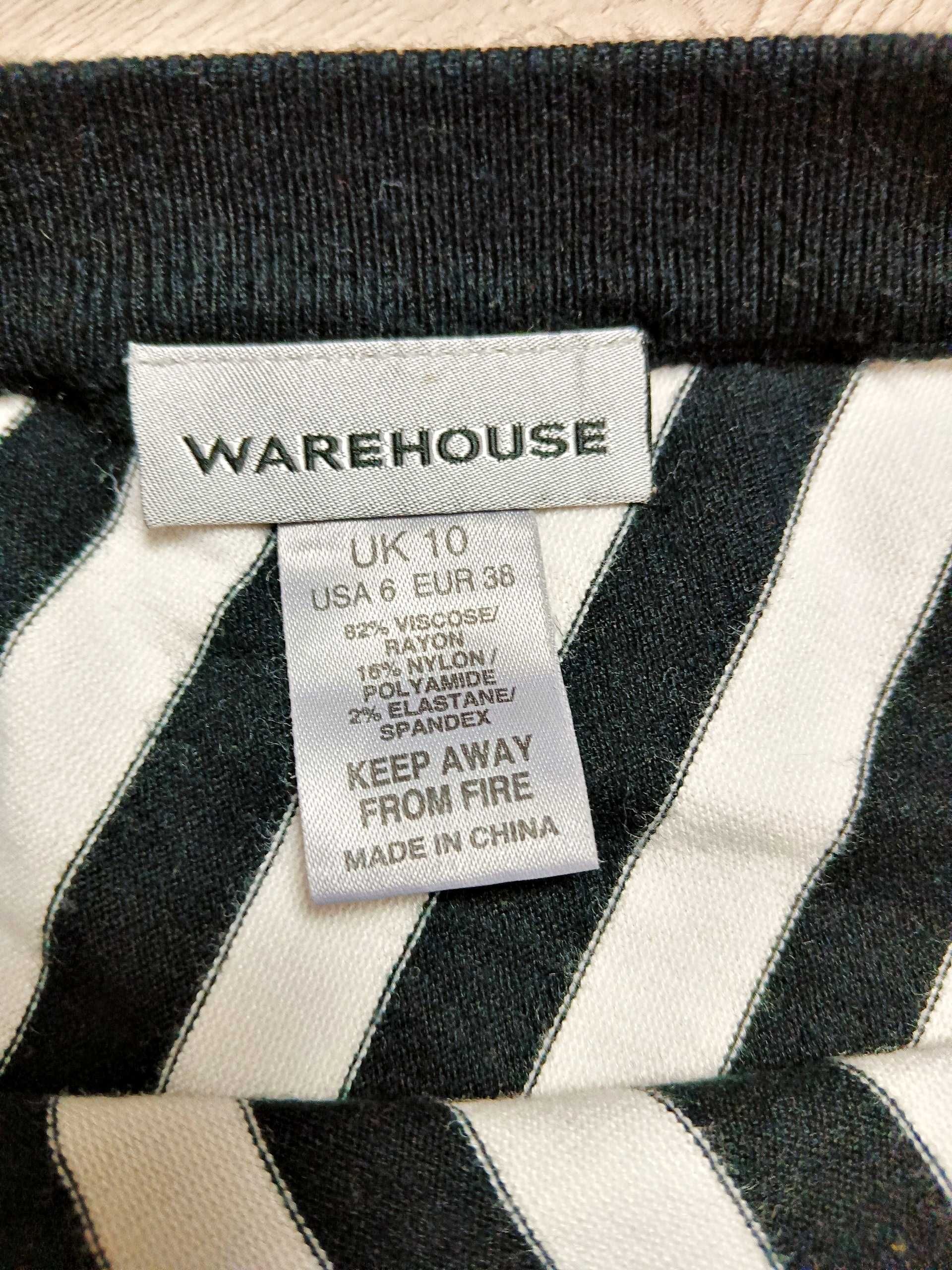 Top bluzka asymetryczna w paski czarno biała Warehouse 38