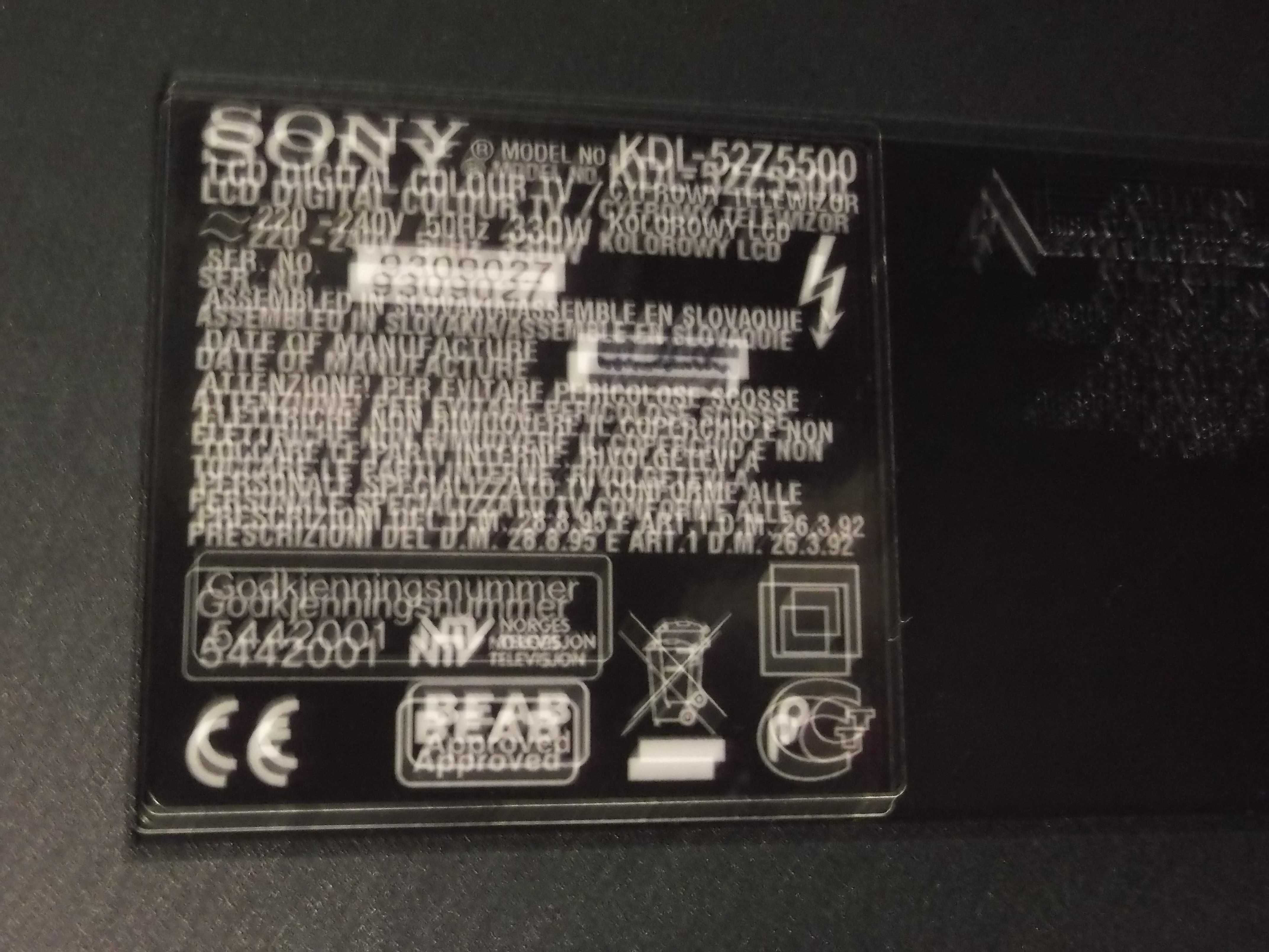 Telewizor Sony KDL 52Z5500 uszkodzona matryca