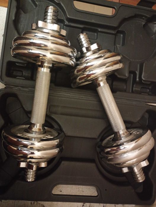 Гантели в кейсе 15  килограмм, хромированные