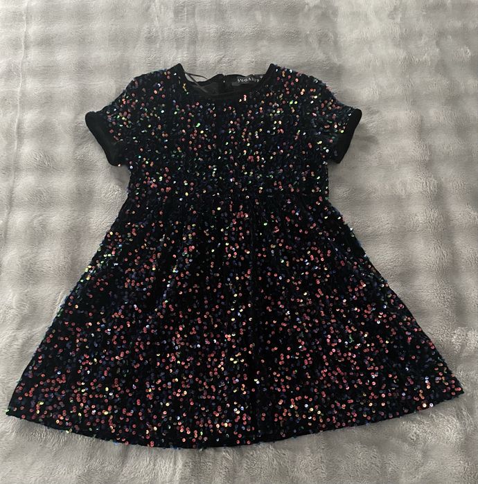 Sukienka dziewczęca, welurowa 8-9 lat, 128-134 cm.