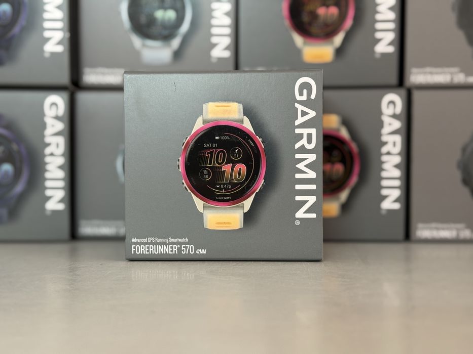 Годинник Garmin Forerunner 570 42mm Raspberry Aluminium Bone/Mango BD