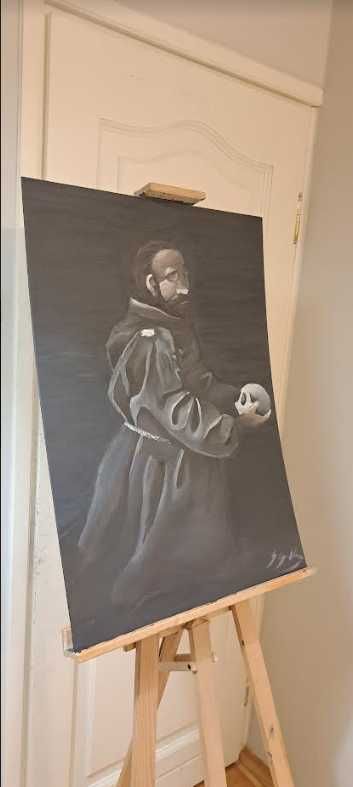 "Św. Franciszek"- Obraz olejny na płótnie- Ręcznie malowany