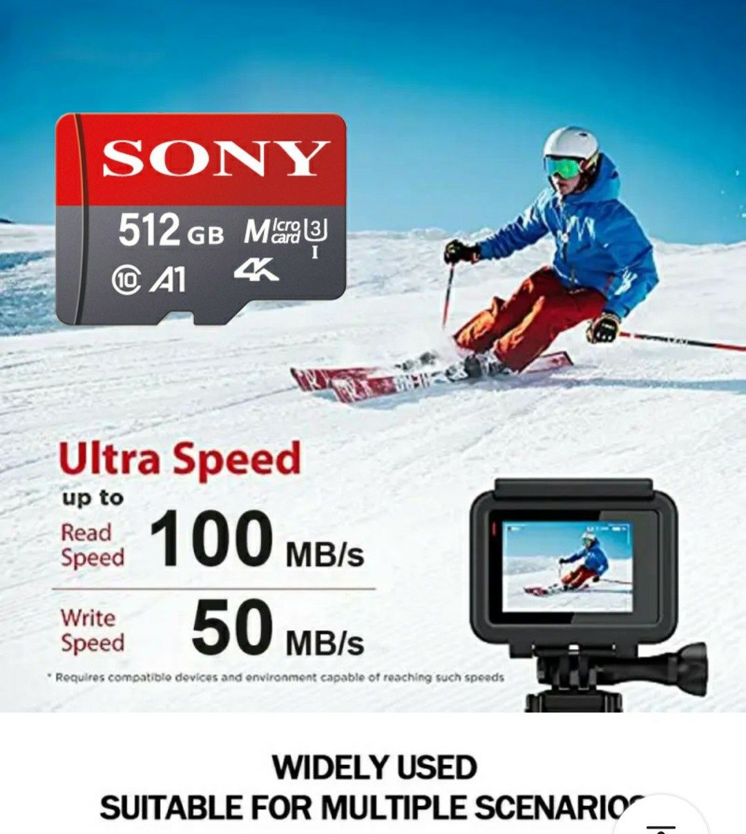 Cartão de Memória Sony 256 gb  Micro SD + Adaptador SD 
Utilizável tam